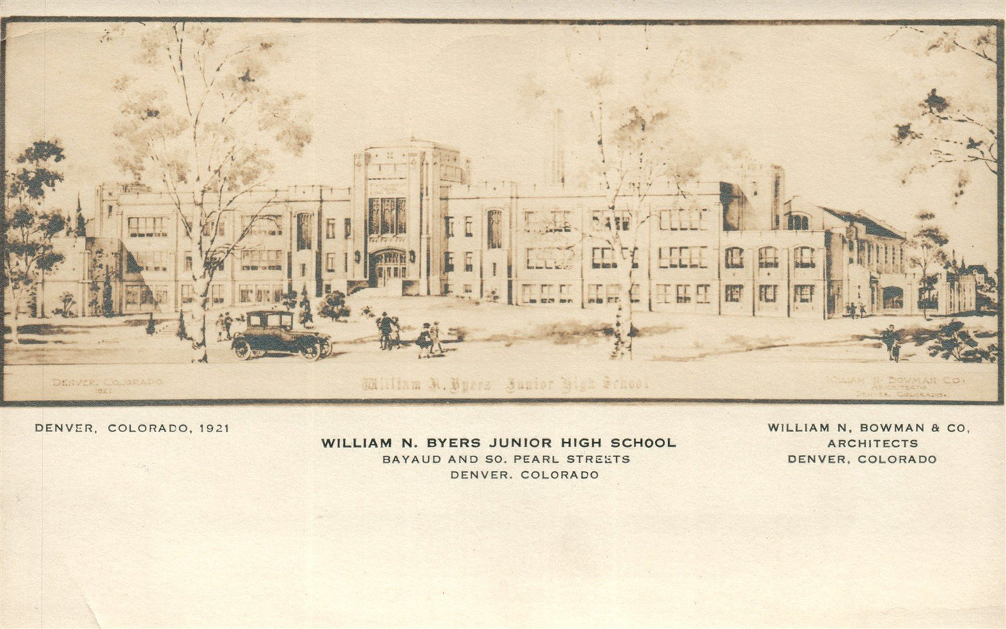 DENVER CO JUNIOR HIGH SCHOOL ANTIQUE REAL PHOTO POSTCARD RPPC