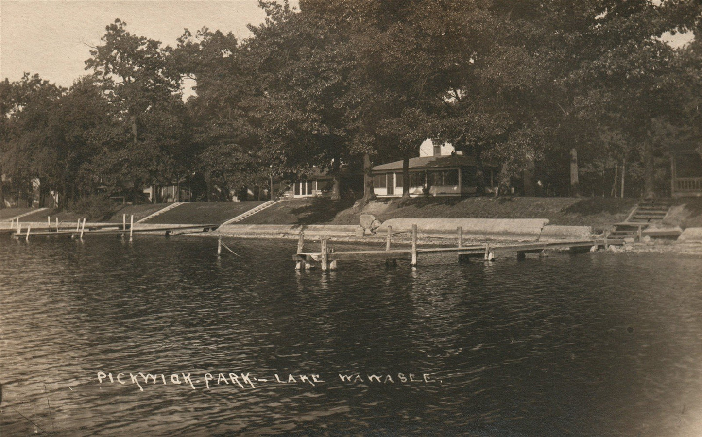LAKE WAWASLE IN PICKWICK PARK ANTIQUE REAL PHOTO POSTCARD RPPC