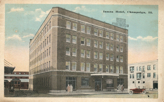 CHAMPAIGN IL INMAN HOTEL ANTIQUE POSTCARD