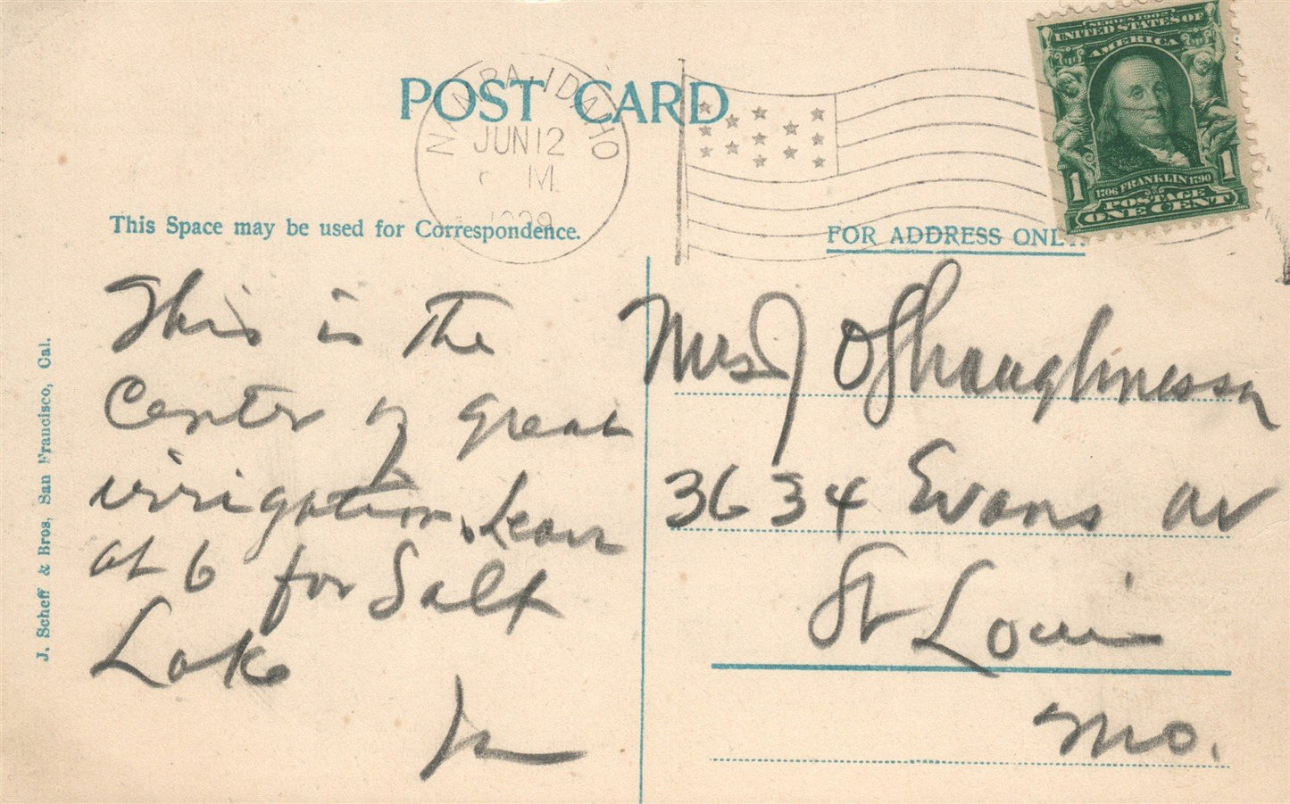 NAMPA ID O STREET ANTIQUE POSTCARD