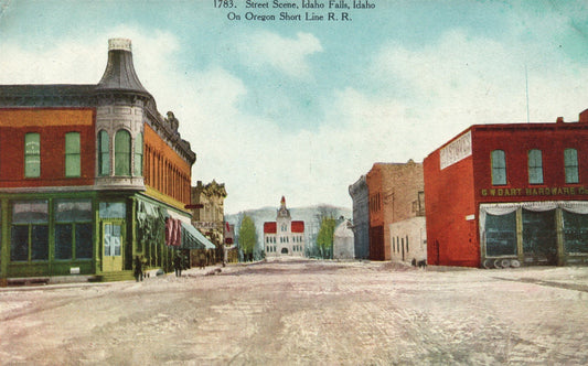 IDAHO FALLS ID STREET SCENE ANTIQUE POSTCARD