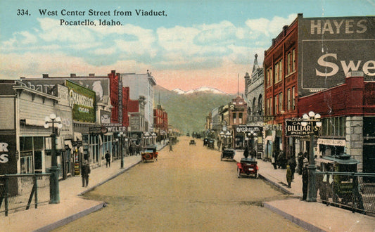 POCATELLO ID WEST CENTER STREET ANTIQUE POSTCARD