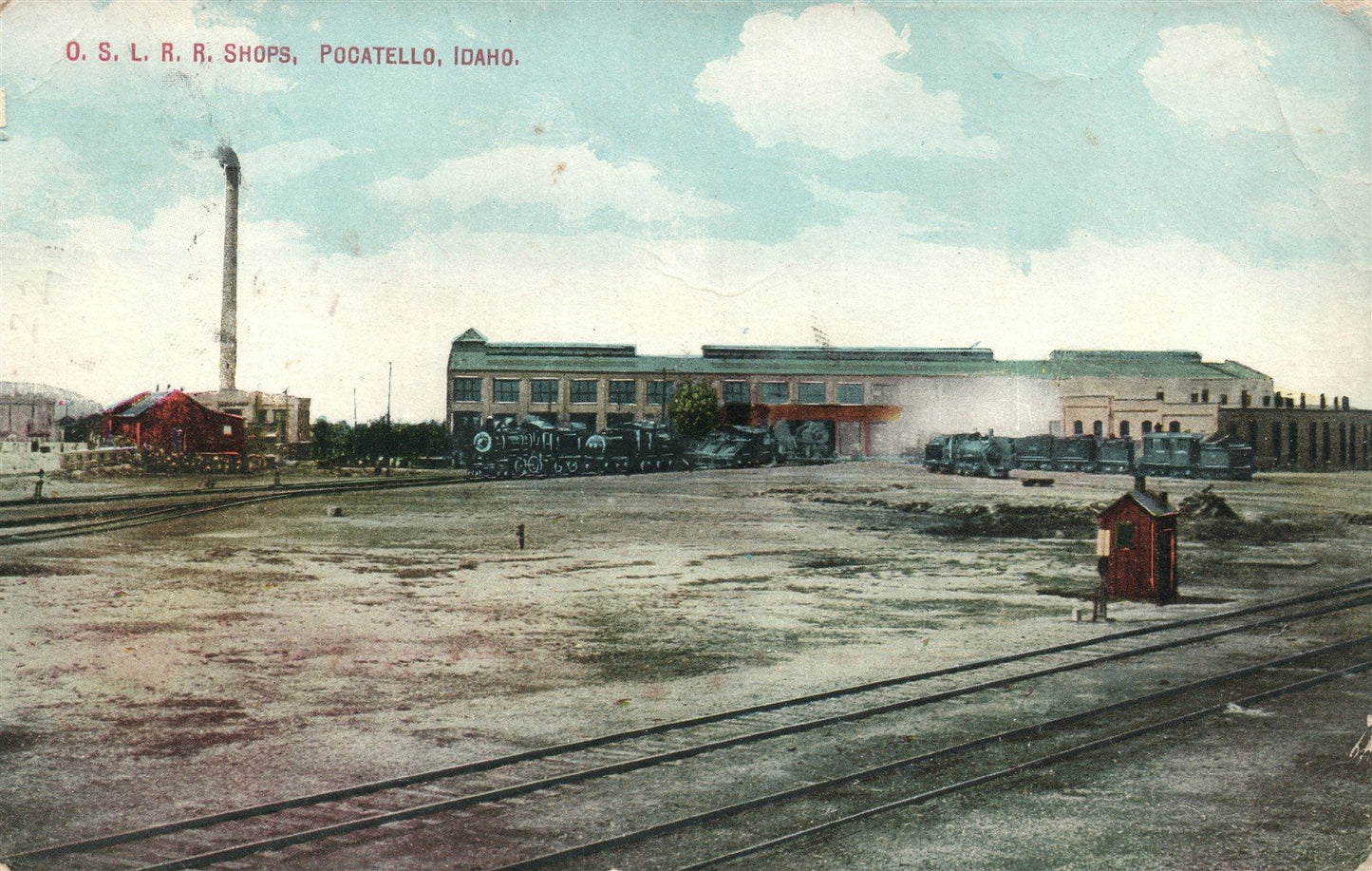 POCATELLO ID RAILROAD SHOPS ANTIQUE POSTCARD