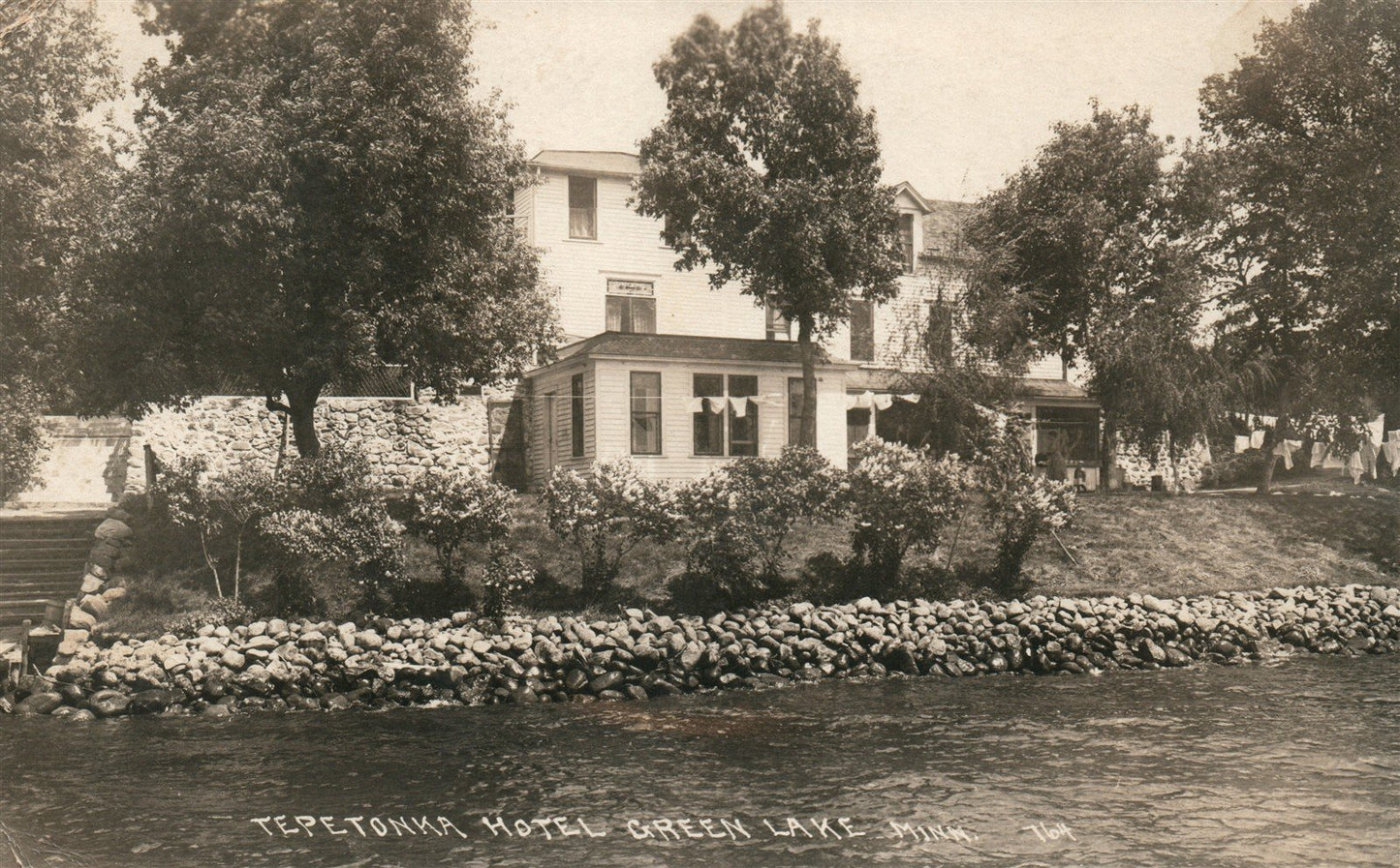 GREEN LAKE MN TEPETONKA HOTEL ANTIQUE REAL PHOTO POSTCARD RPPC