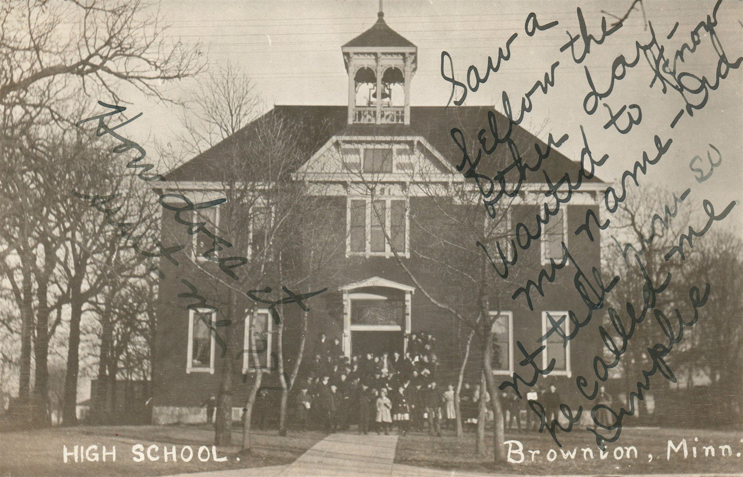 BROWNTON MN HIGH SCHOOL ANTIQUE REAL PHOTO POSTCARD RPPC