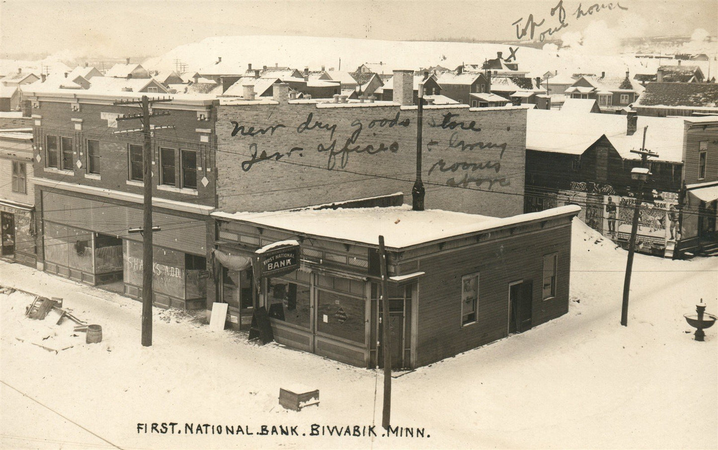 BIWABIK MN FIRST NATIONAL BANK ANTIQUE REAL PHOTO POSTCARD RPPC