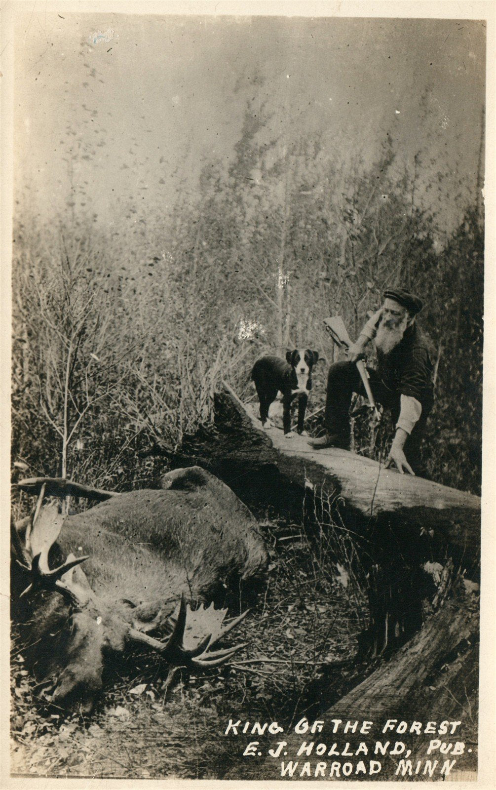 WARROAD MN HUNTING KING OF THE ROAD ANTIQUE REAL PHOTO POSTCARD RPPC