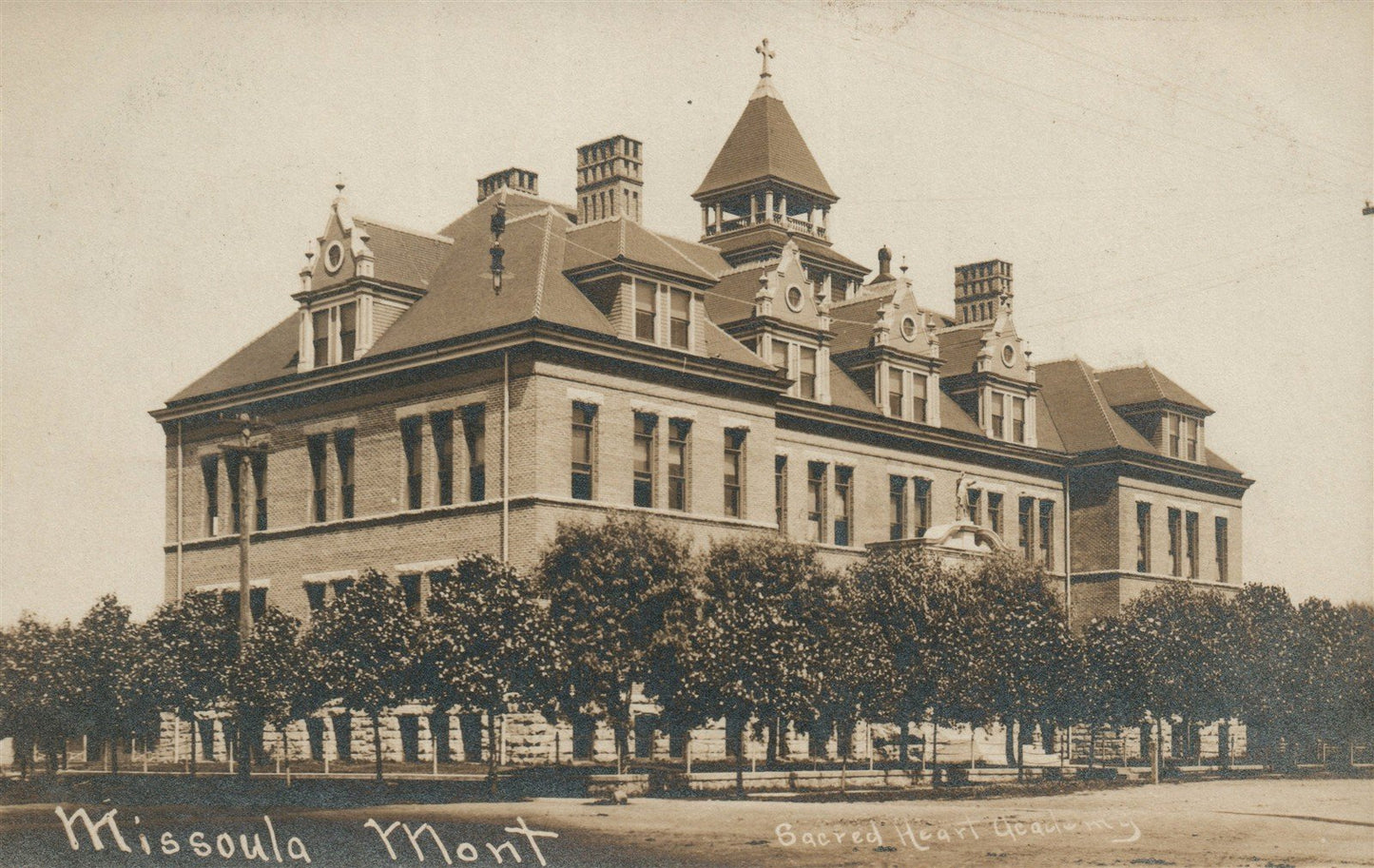 MISSOULA MT SACRED HEART ACADEMY ANTIQUE REAL PHOTO POSTCARD RPPC