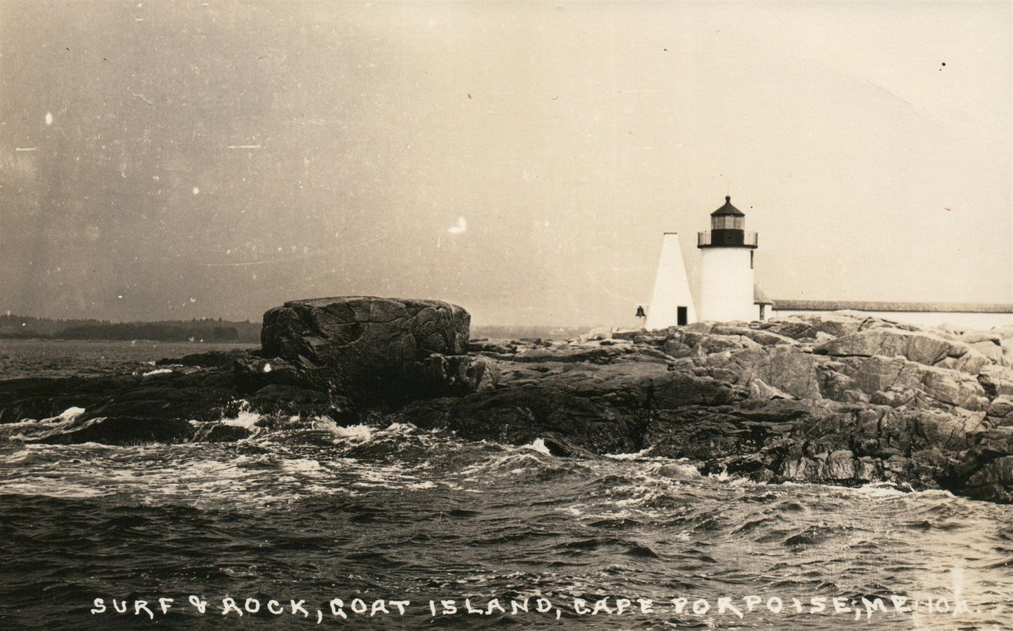 PORPOISE ME GOAT ISLAND LIGHTHOUSE ANTIQUE REAL PHOTO POSTCARD RPPC