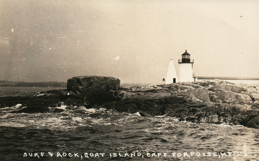 PORPOISE ME GOAT ISLAND LIGHTHOUSE ANTIQUE REAL PHOTO POSTCARD RPPC