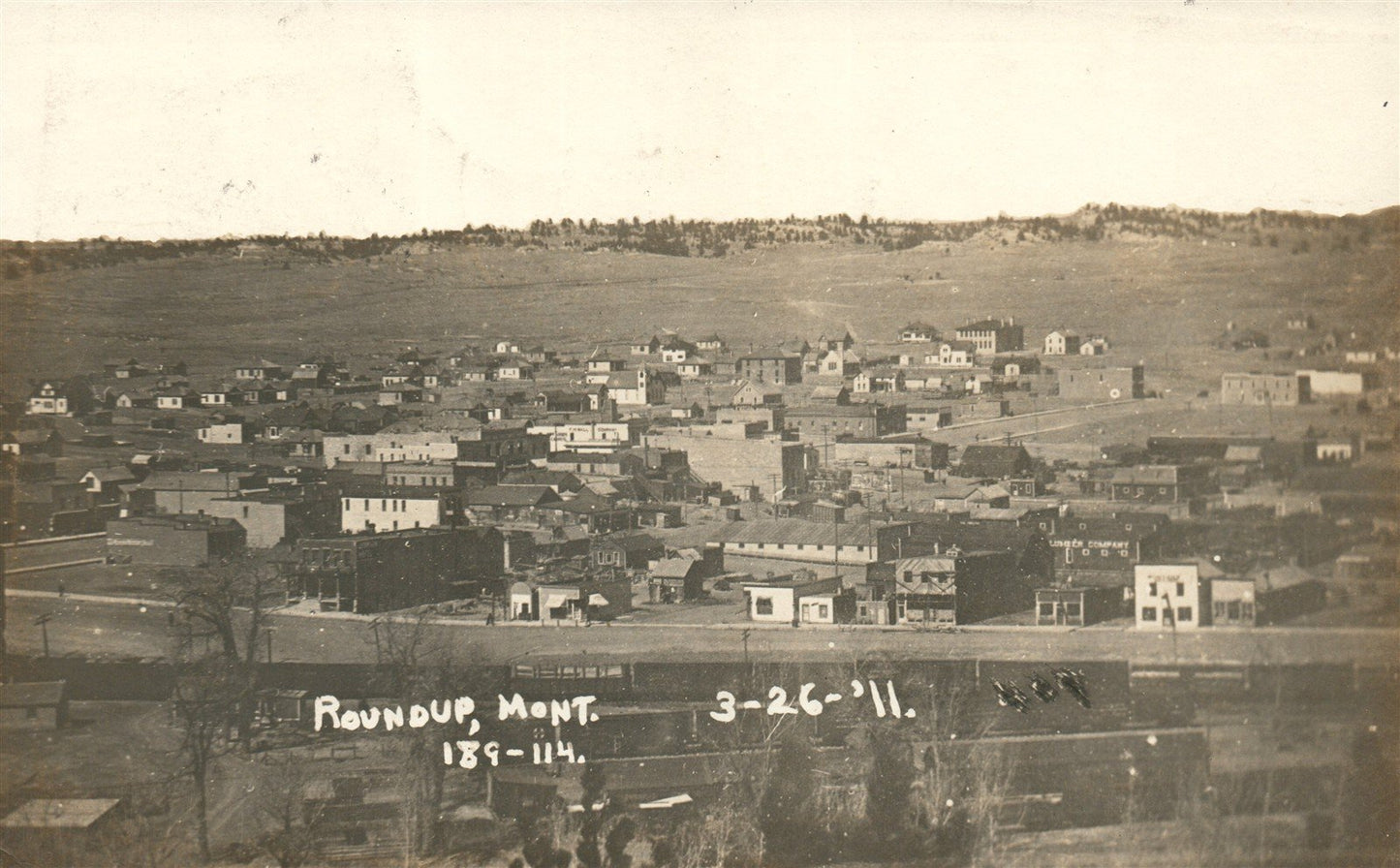 ROUNDUP MT 1911 ANTIQUE REAL PHOTO POSTCARD RPPC