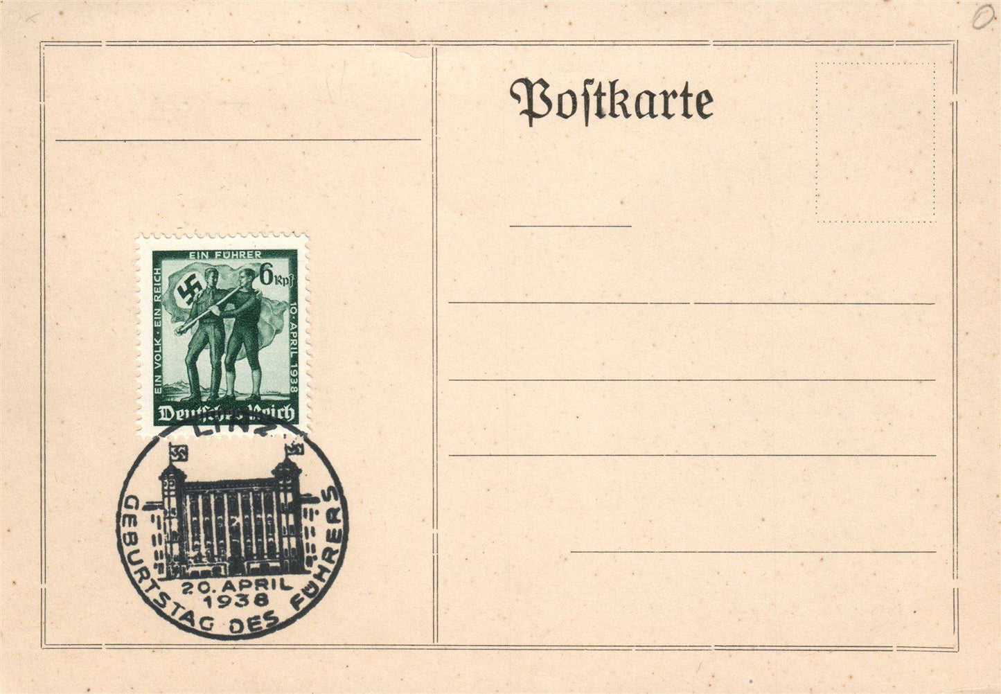 NAZIS PROPAGANDA HITLER 1938 VINTAGE POSTCARD