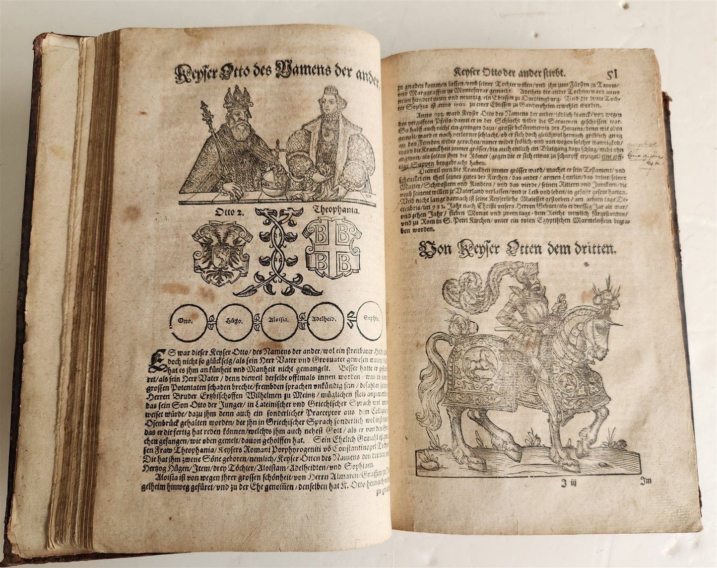 1584 GERMAN & ITALIAN HISTORICAL CHRONICLE ILLUSTRATED antique 16th cent. FOLIO