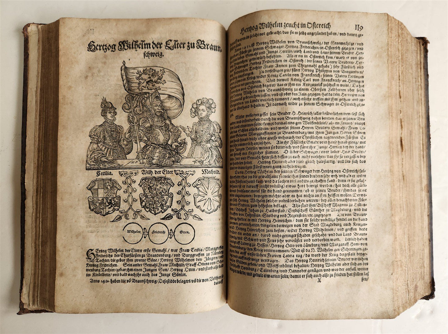 1584 GERMAN & ITALIAN HISTORICAL CHRONICLE ILLUSTRATED antique 16th cent. FOLIO