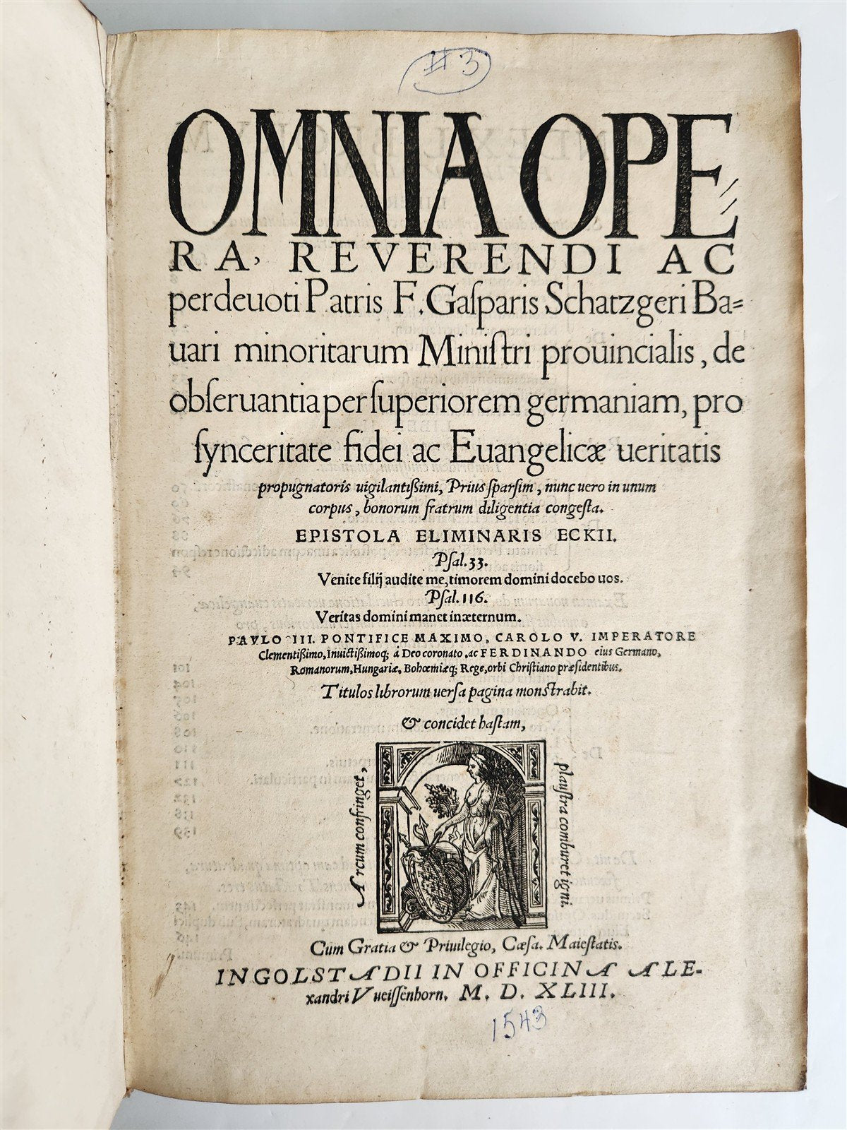 1543 OPERA OMNIA by K. Schatzger antique PIGSKIN FOLIO signed by Bavarian Dukes