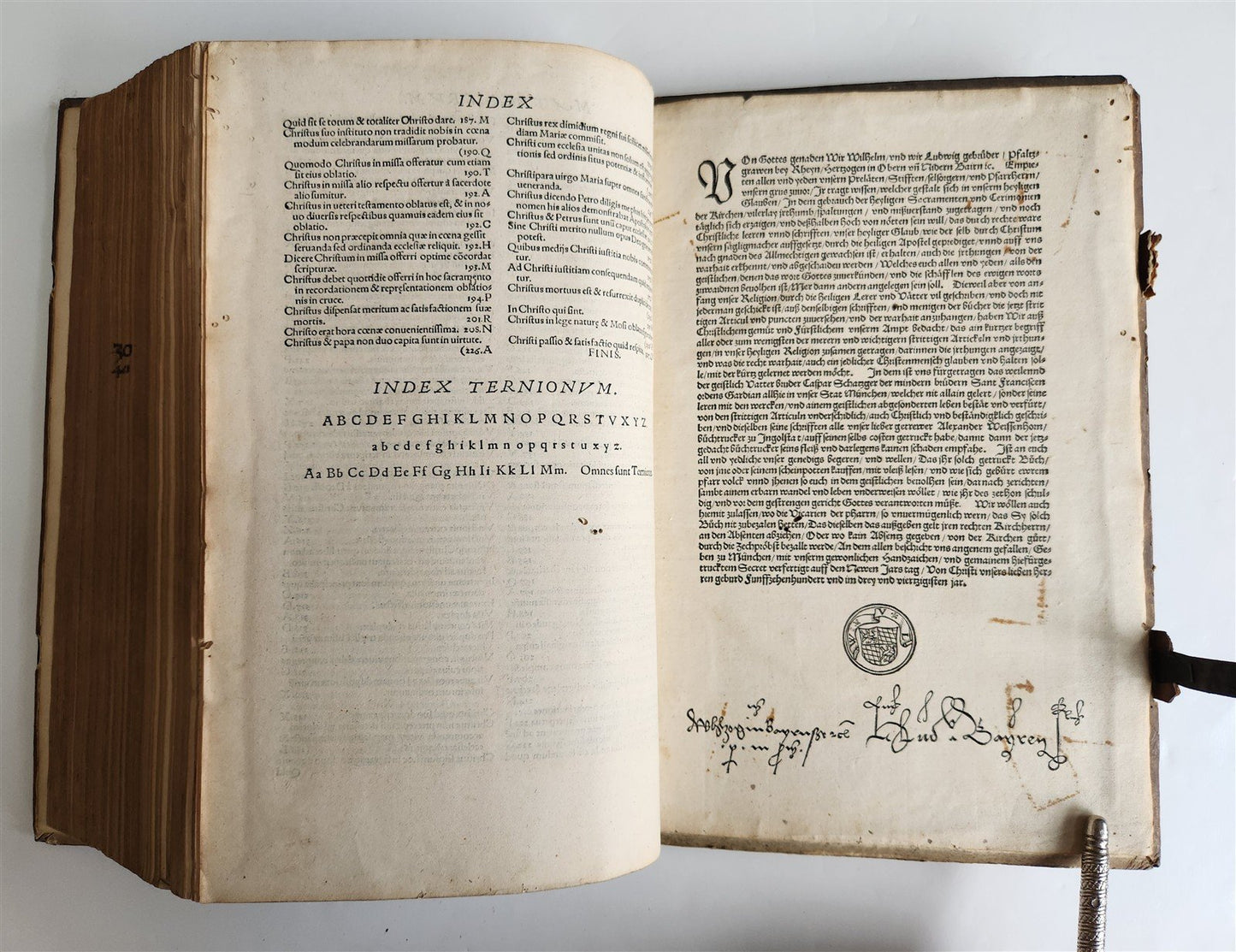 1543 OPERA OMNIA by K. Schatzger antique PIGSKIN FOLIO signed by Bavarian Dukes