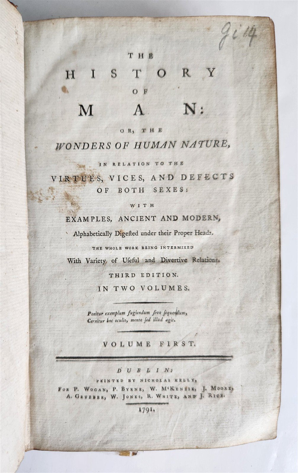 1791 HISTORY of MAN or wonders of human nature antique in ENGLISH
