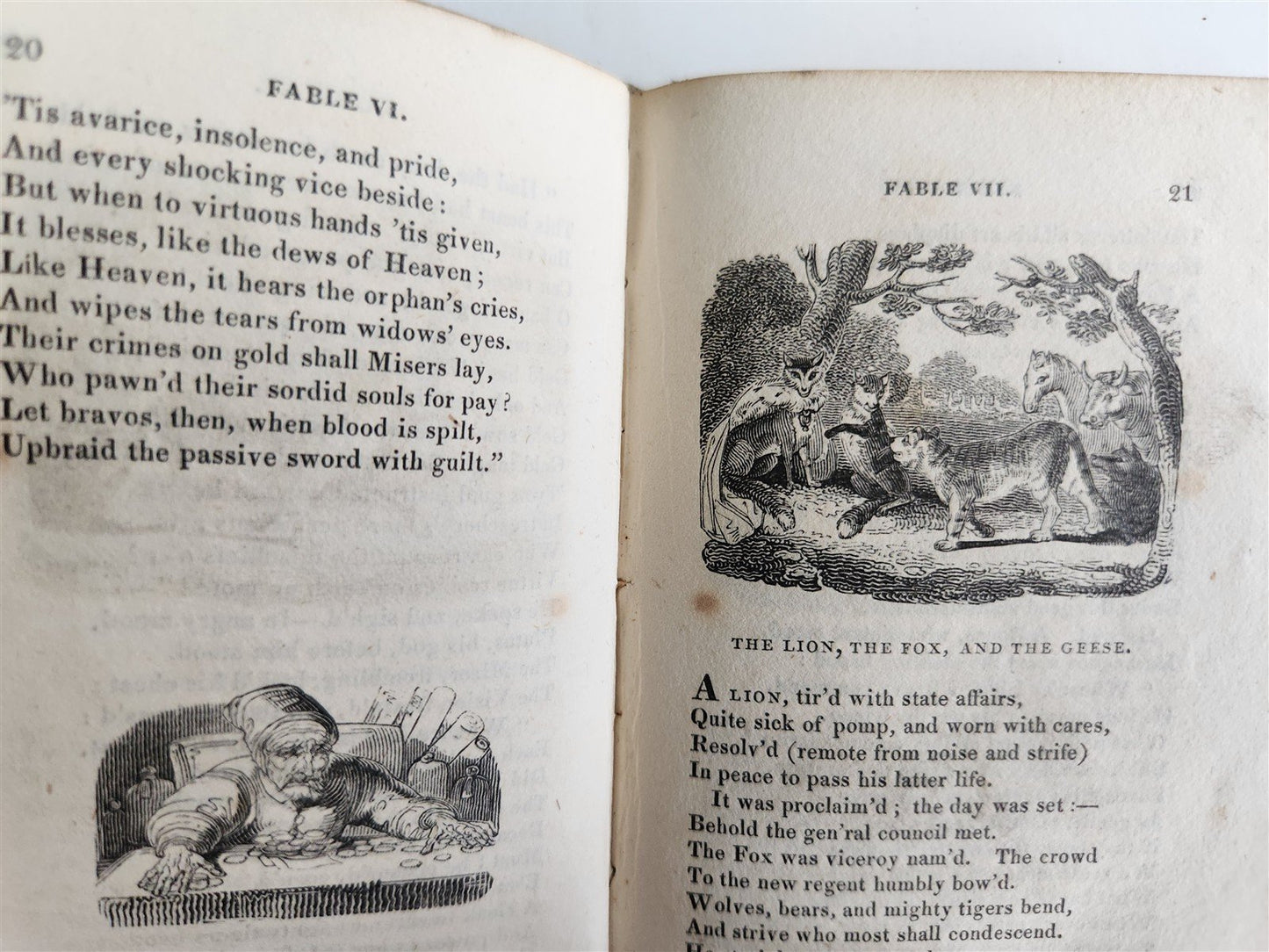 1820 FABLES by JOHN GAY antique in ENGLISH illustrated