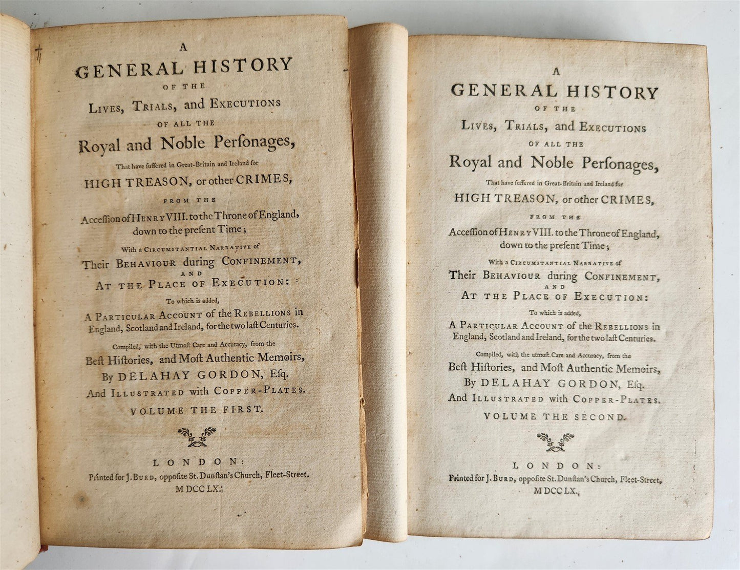 1760 GENERAL HISTORY of LIVES TRIALS EXECUTIONS antique in ENGLISH illustrated