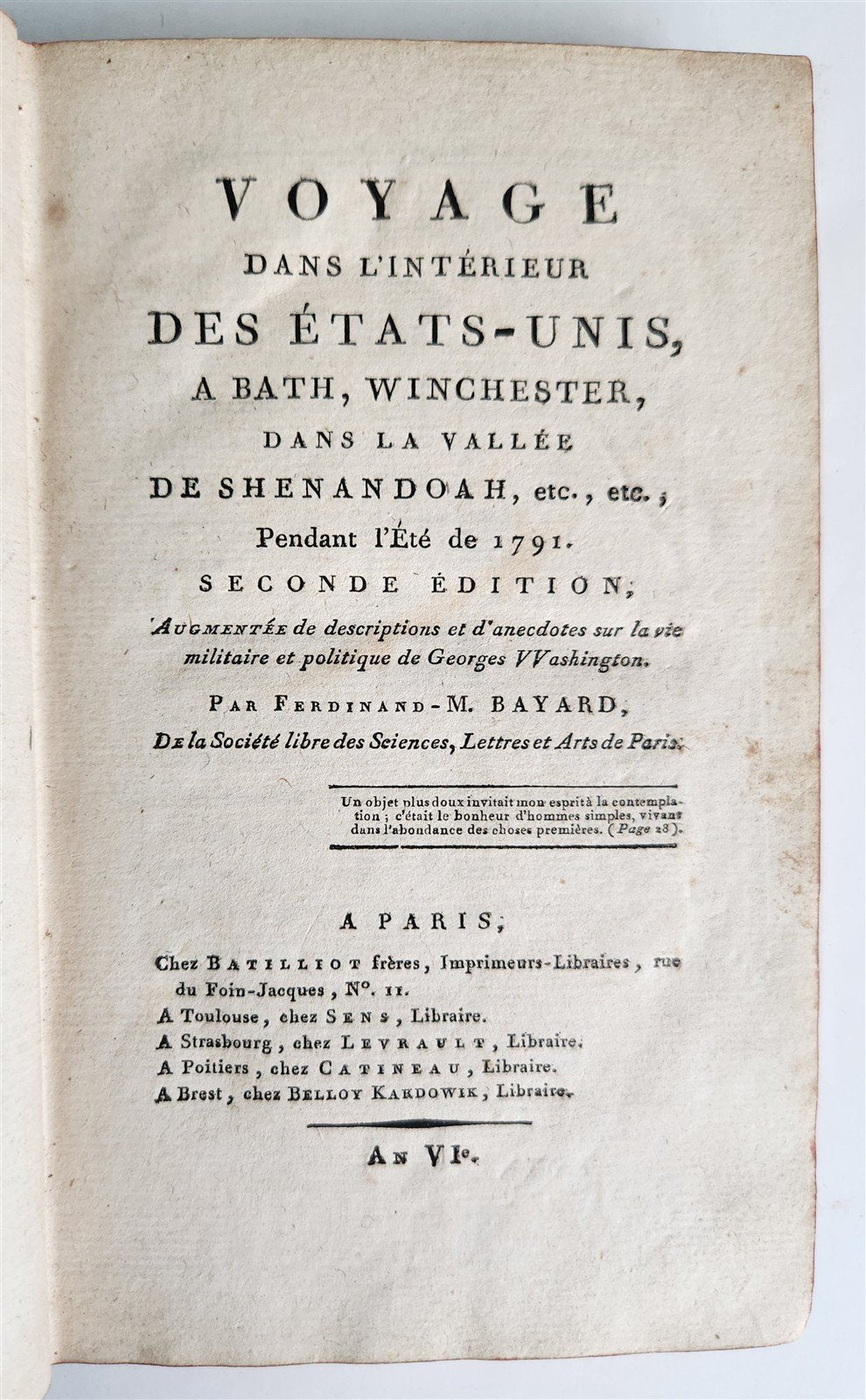 1793 TRAVEL to AMERICA antique Voyage dans l’Interieur des Etats-Unis in FRENCH