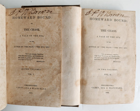 1838 FENIMORE COOPER Homeward Bound, or The Chase 1st EDITION antique AMERICANA