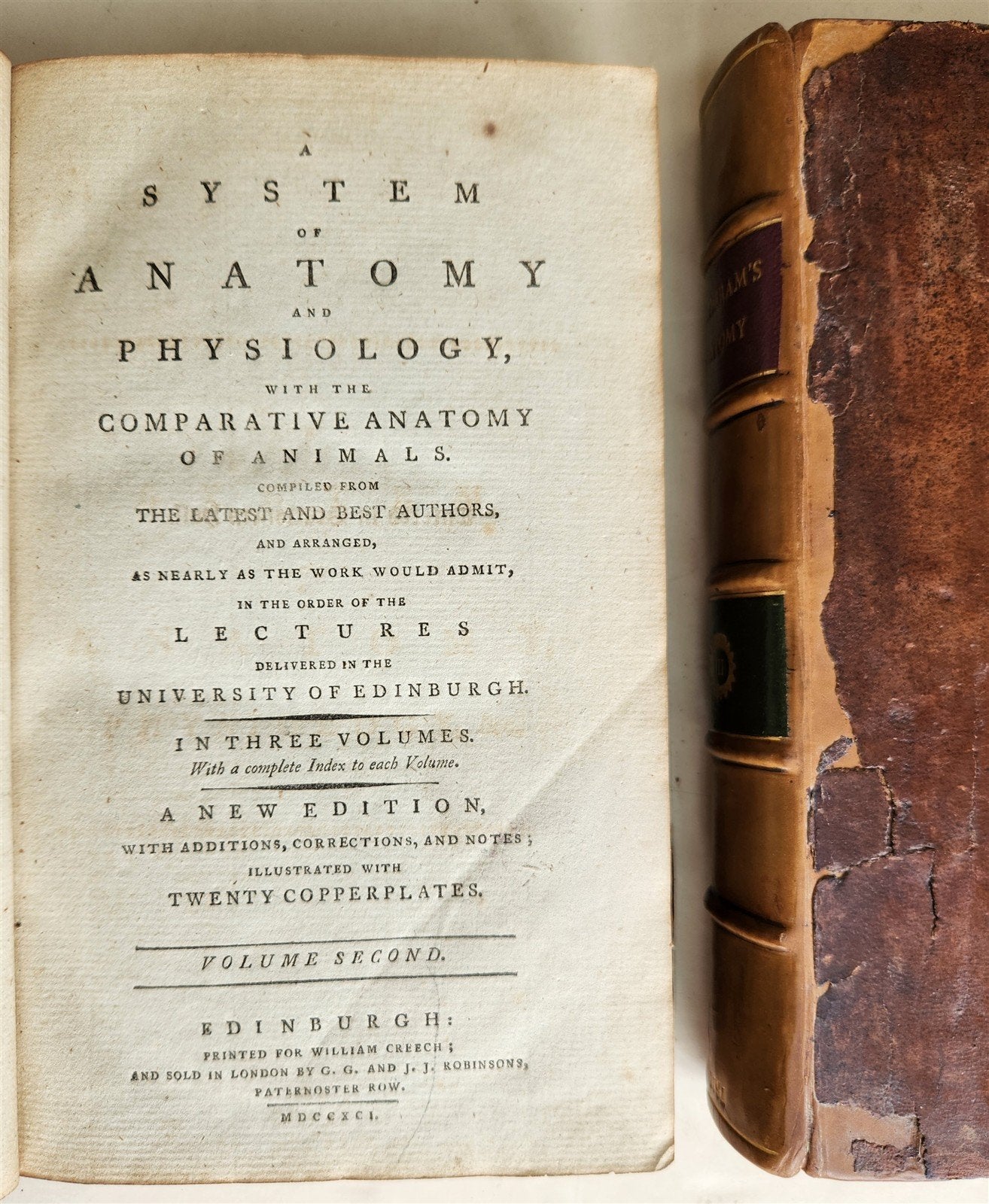 1791 System of Anatomy & Physiology ANTIQUE 3 vols. ILLUSTRATED