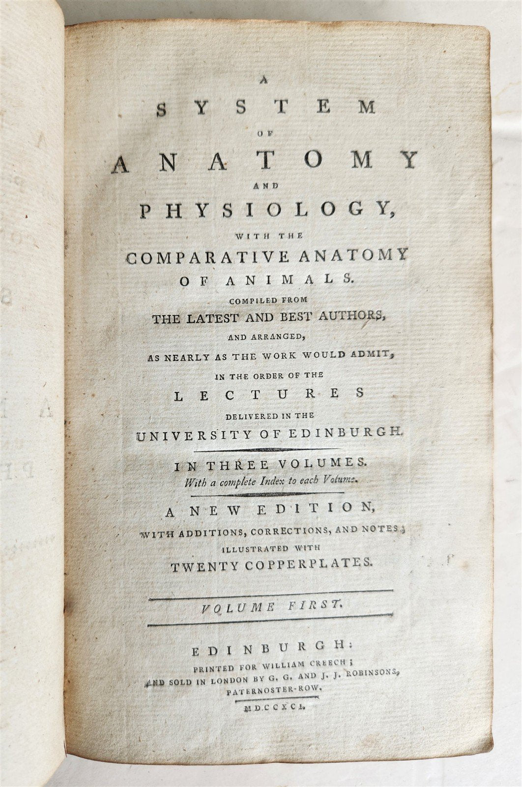 1791 System of Anatomy & Physiology ANTIQUE 3 vols. ILLUSTRATED