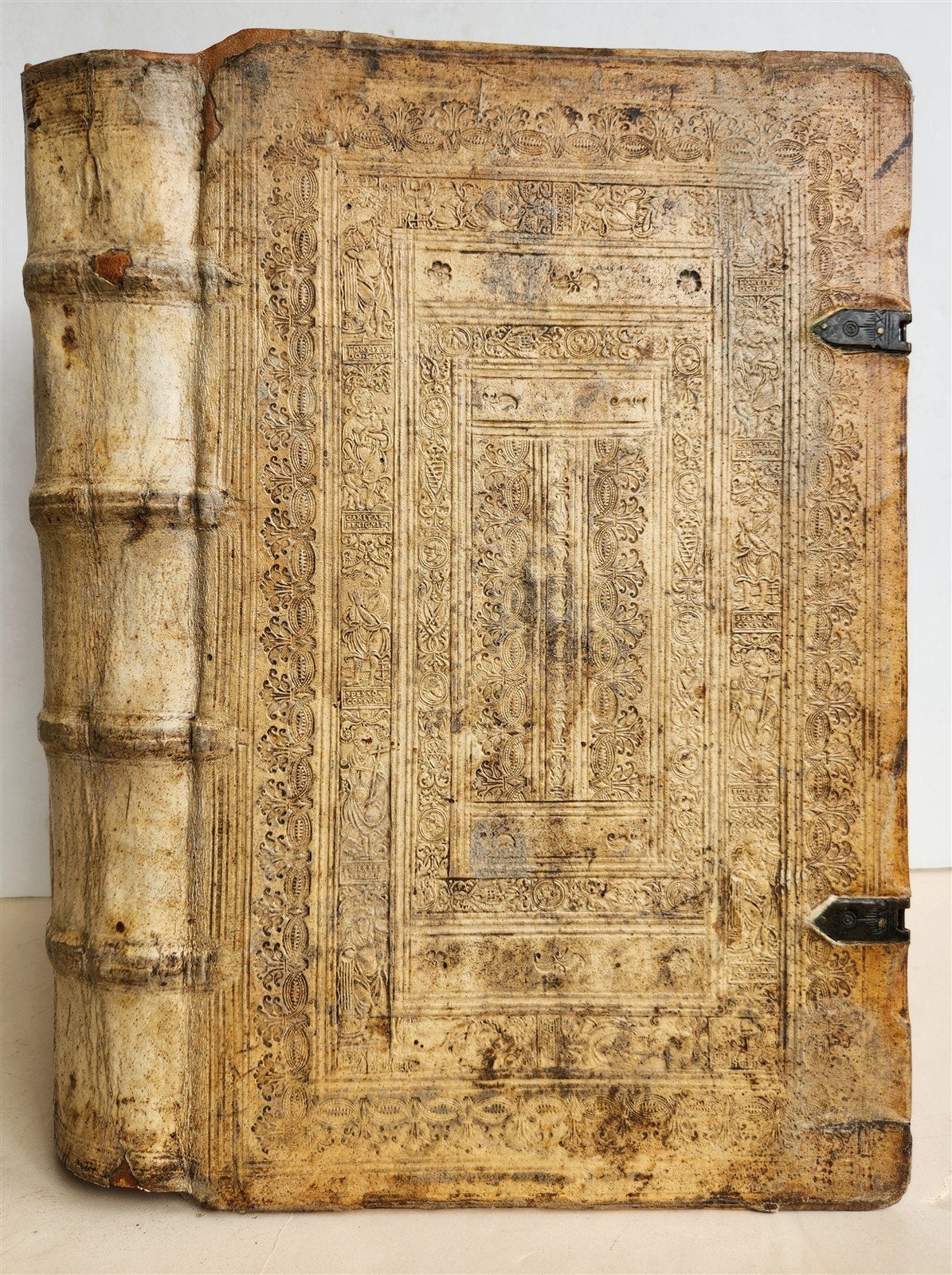 1576 ILLUSTRATED CHRONICLE pigskin bound folio ANTIQUE history & travel 15th C.