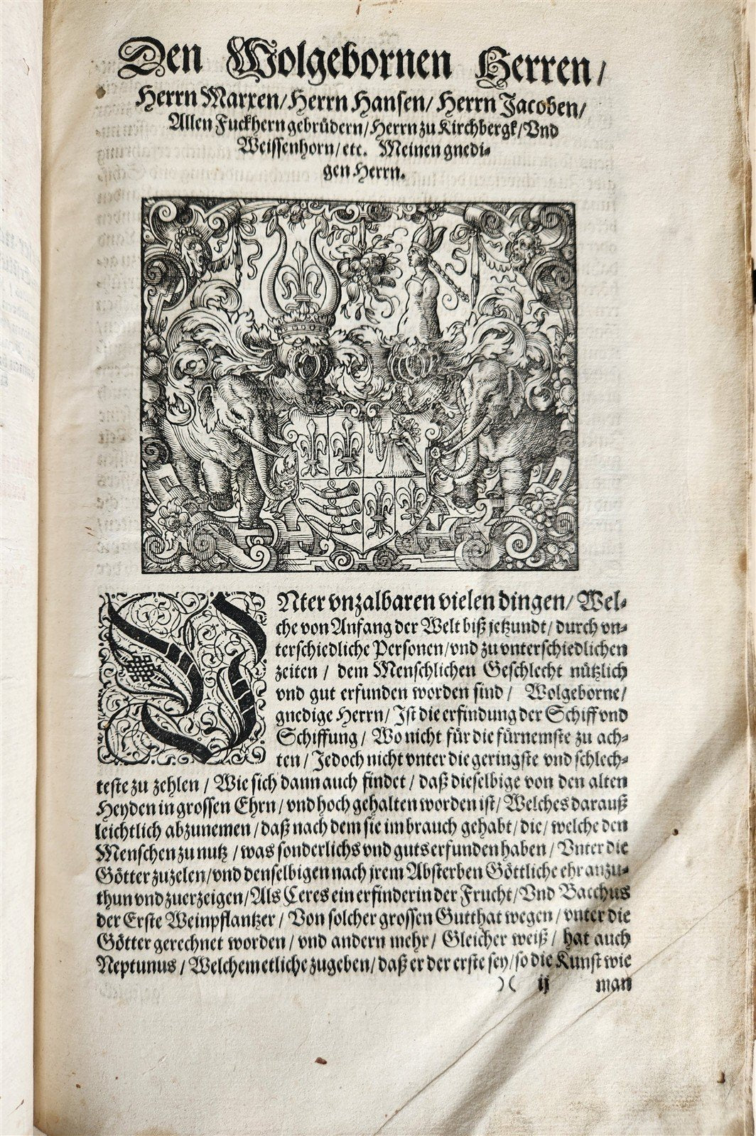 1576 ILLUSTRATED CHRONICLE pigskin bound folio ANTIQUE history & travel 15th C.