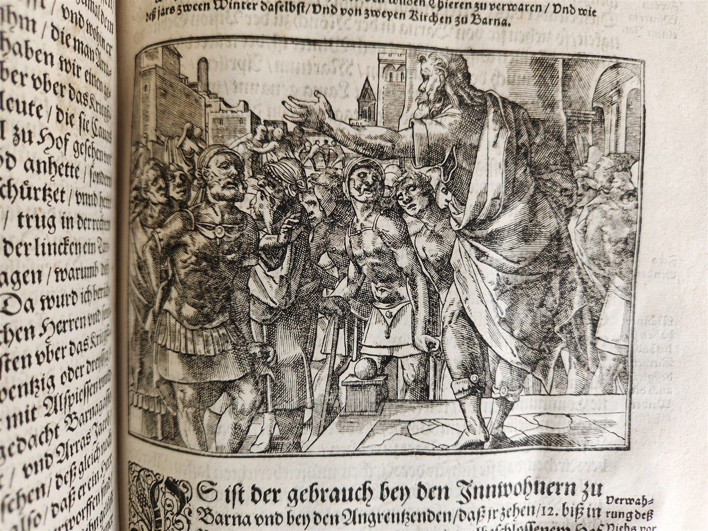 1576 ILLUSTRATED CHRONICLE pigskin bound folio ANTIQUE history & travel 15th C.