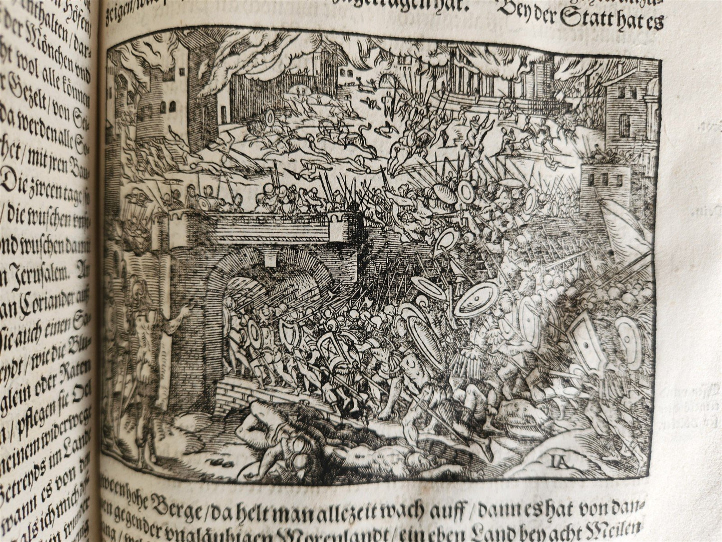 1576 ILLUSTRATED CHRONICLE pigskin bound folio ANTIQUE history & travel 15th C.