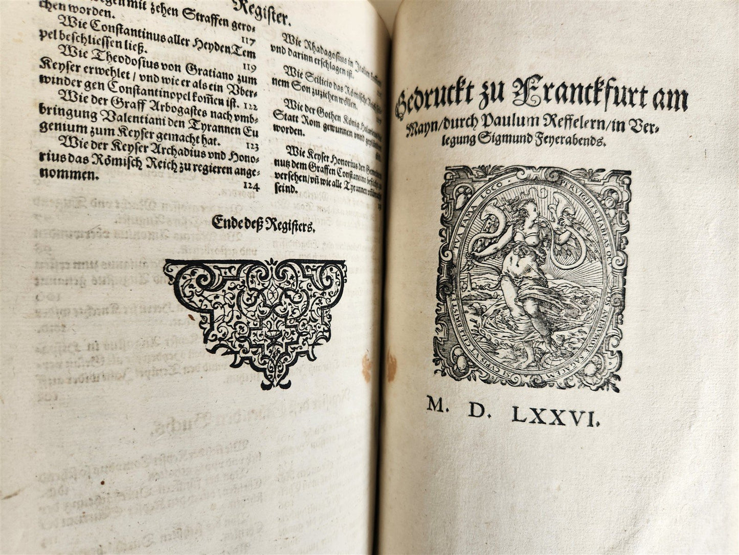 1576 ILLUSTRATED CHRONICLE pigskin bound folio ANTIQUE history & travel 15th C.