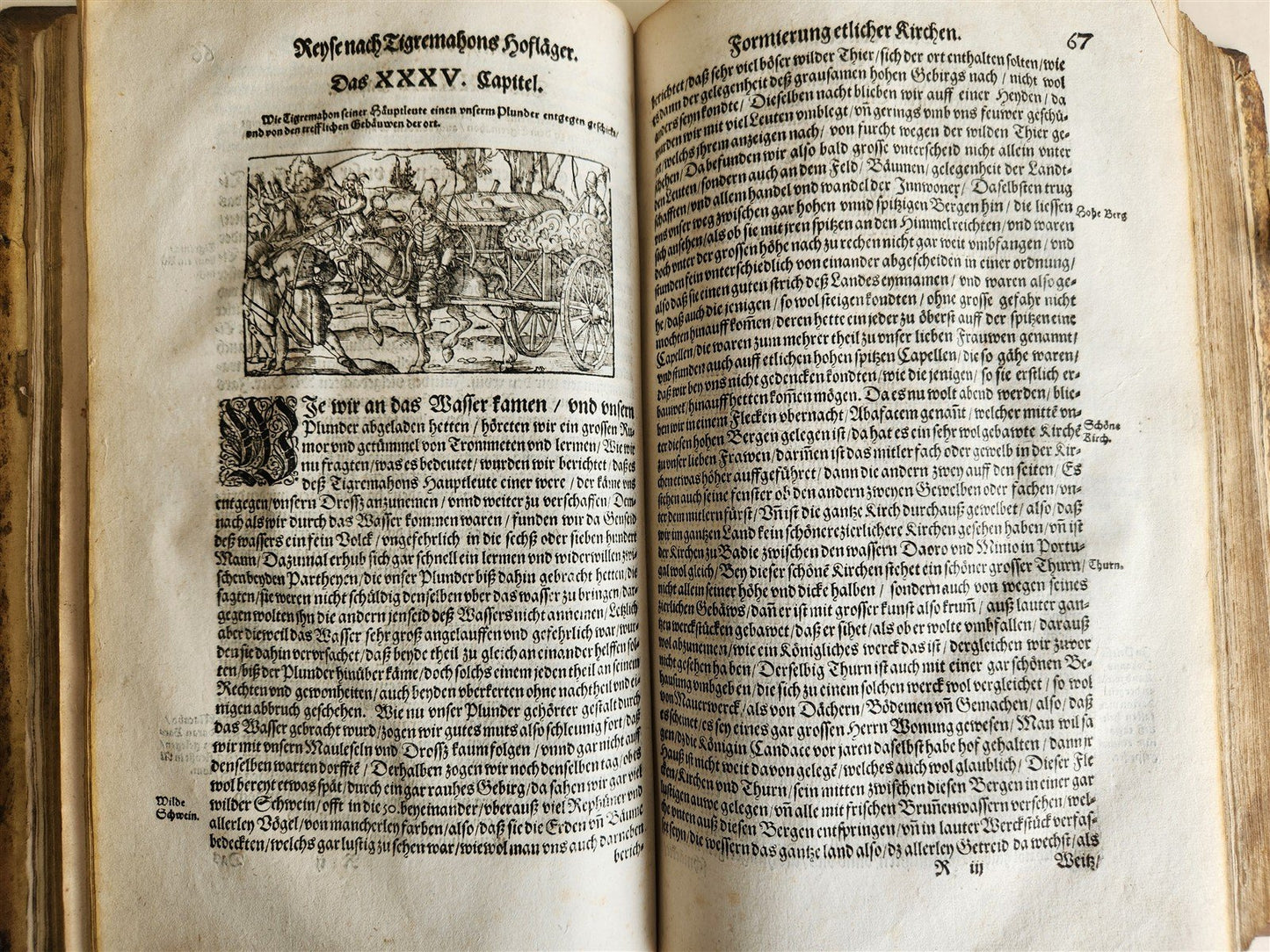 1576 ILLUSTRATED CHRONICLE pigskin bound folio ANTIQUE history & travel 15th C.