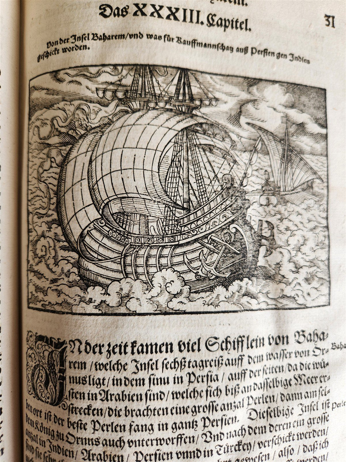 1576 ILLUSTRATED CHRONICLE pigskin bound folio ANTIQUE history & travel 15th C.
