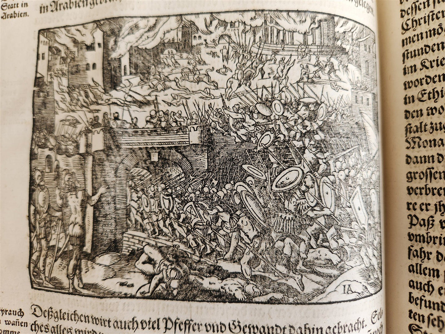 1576 ILLUSTRATED CHRONICLE pigskin bound folio ANTIQUE history & travel 15th C.