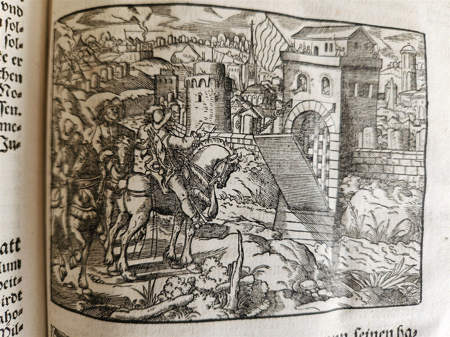 1576 ILLUSTRATED CHRONICLE pigskin bound folio ANTIQUE history & travel 15th C.