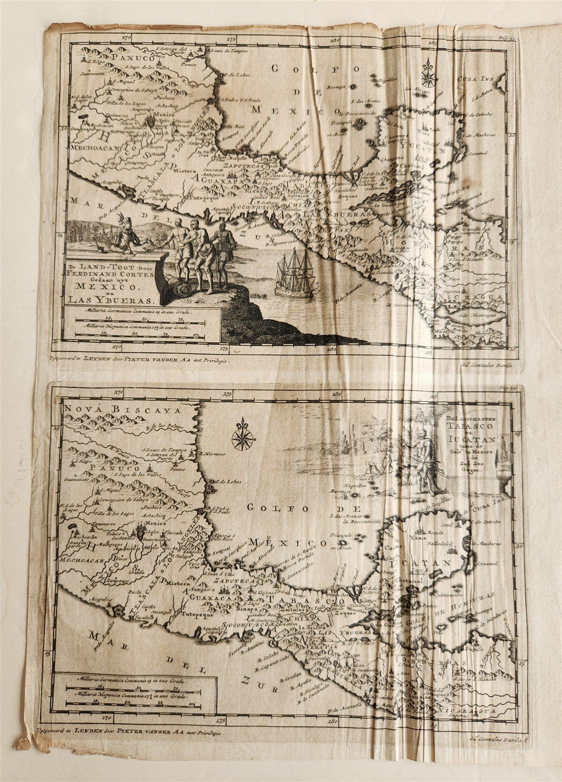 1700s ILLUSTRATED WEST INDIES MEXICO CORTES HISTORY ANTIQUE folio