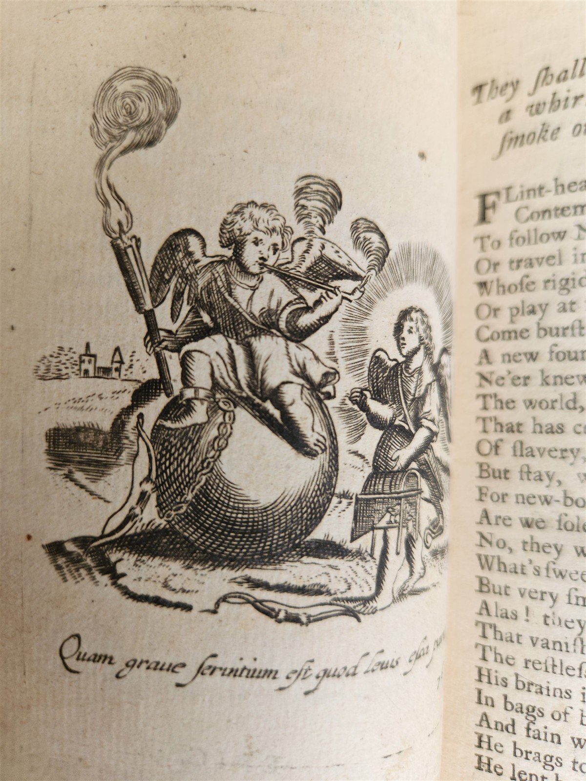 1736 ILLUSTRATED EMBLEM BOOK by Francis Quarles ANTIQUE in ENGLISH