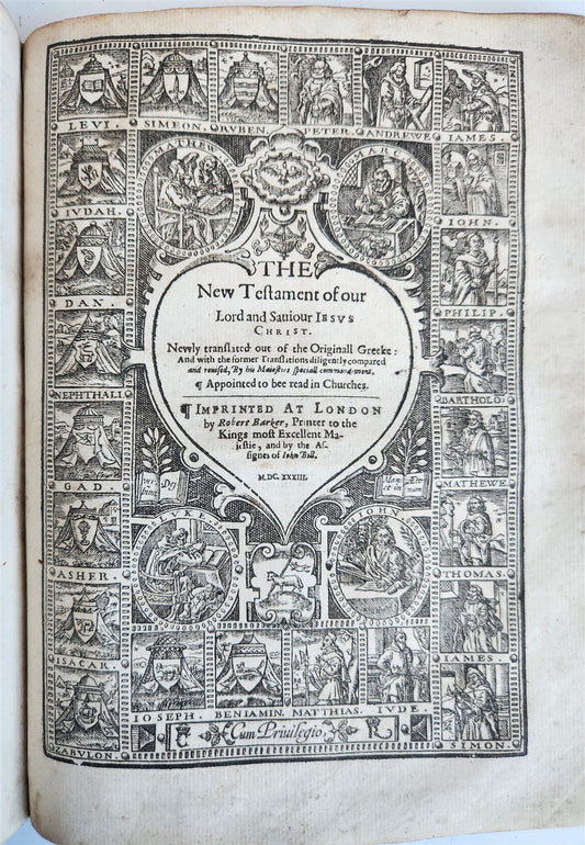 1633 BIBLE in ENGLISH antique OLD & NEW TESTAMENT by Robert Barker & John Bill