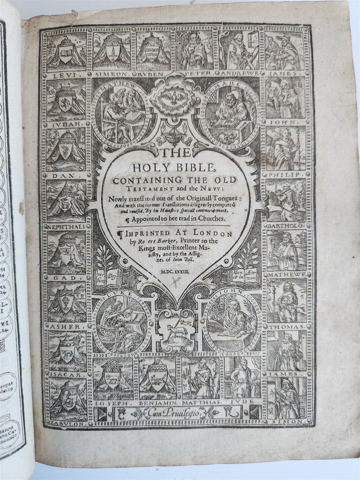 1633 BIBLE in ENGLISH antique OLD & NEW TESTAMENT by Robert Barker & John Bill