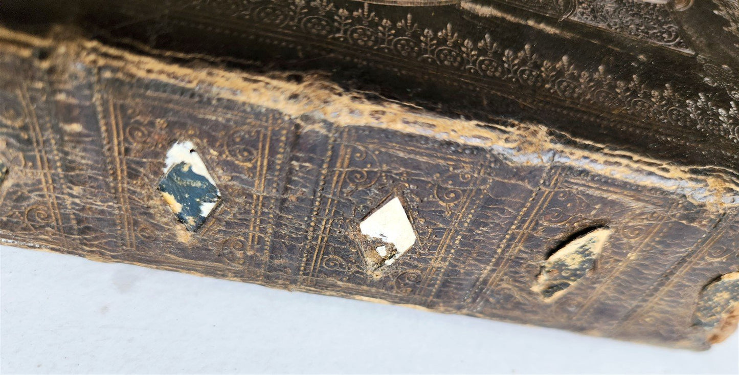 1650 BIBLE in ENGLISH antique FINE ORIGINAL BINDING w/ SILVER CORNER PIECES