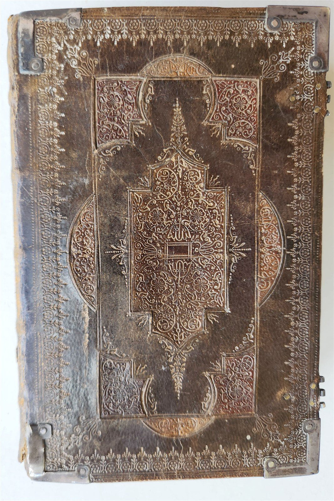 1650 BIBLE in ENGLISH antique FINE ORIGINAL BINDING w/ SILVER CORNER PIECES