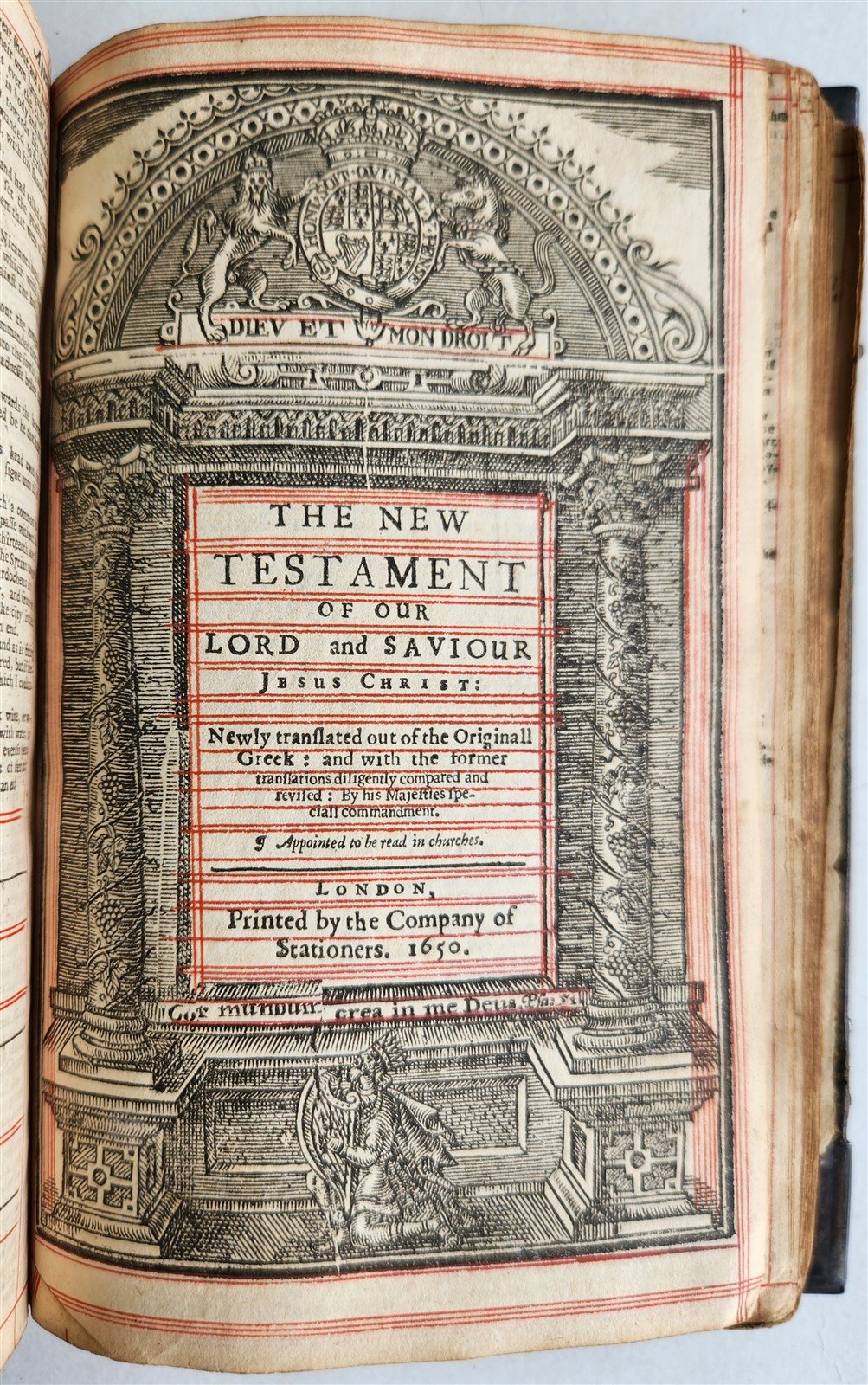 1650 BIBLE in ENGLISH antique FINE ORIGINAL BINDING w/ SILVER CORNER PIECES