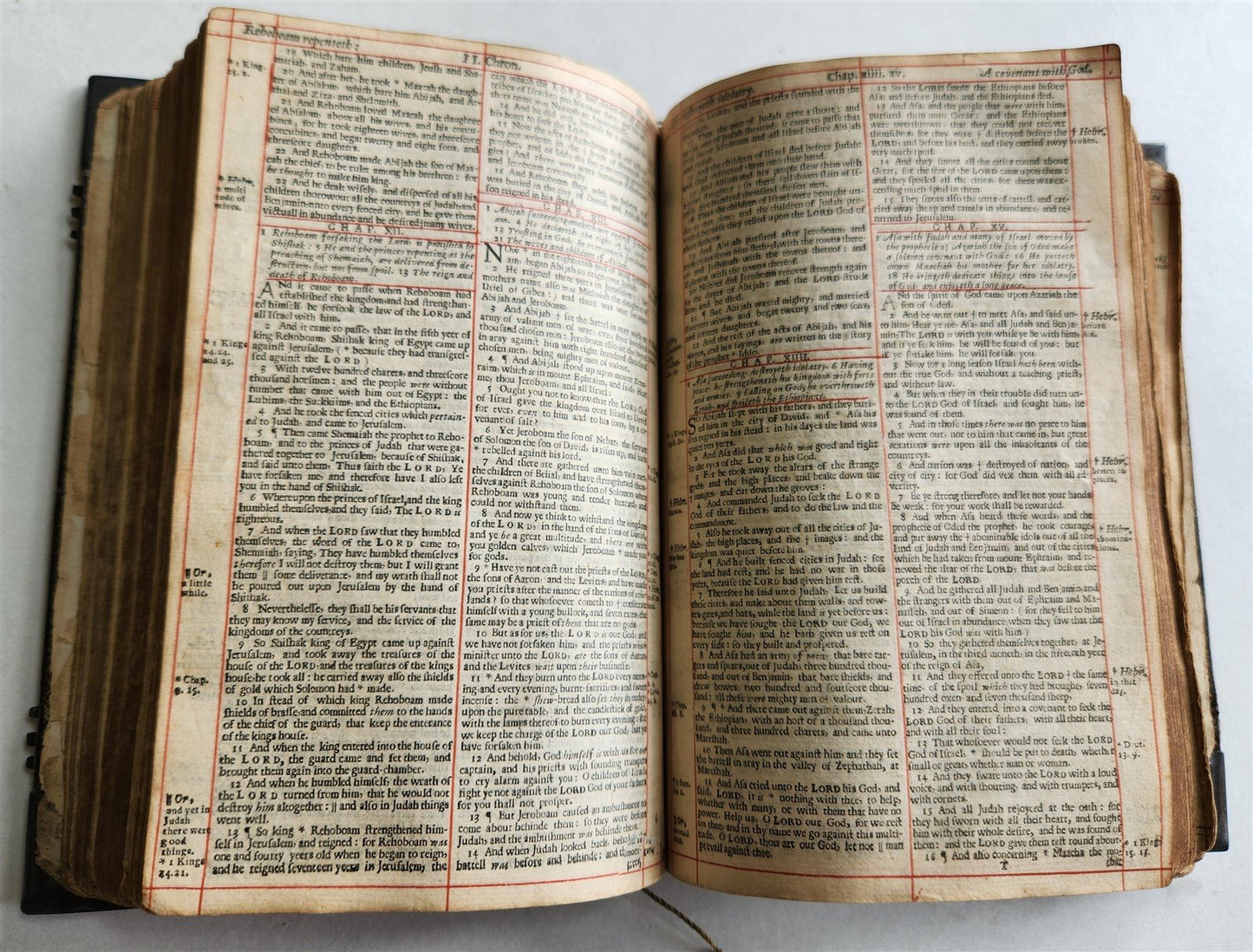 1650 BIBLE in ENGLISH antique FINE ORIGINAL BINDING w/ SILVER CORNER PIECES