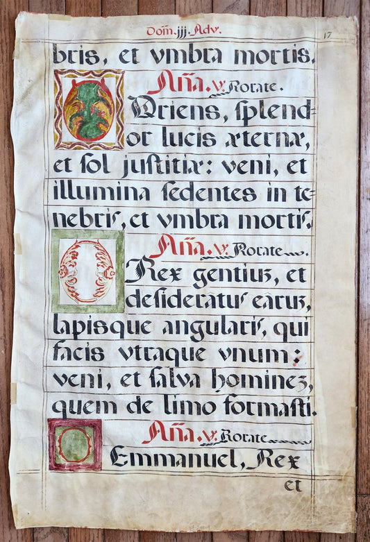 15th - 16th century ANTIPHONAL VELLUM CHART MANUSCRIPT antique music score 21x31