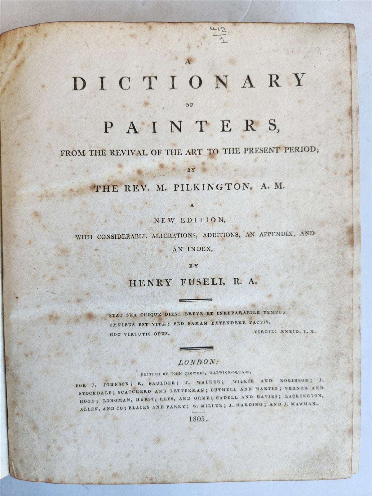 1805 DICTIONARY of PAINTERS by Matthew Pilkington 2 VELLUM BOUND VOLUMES antique