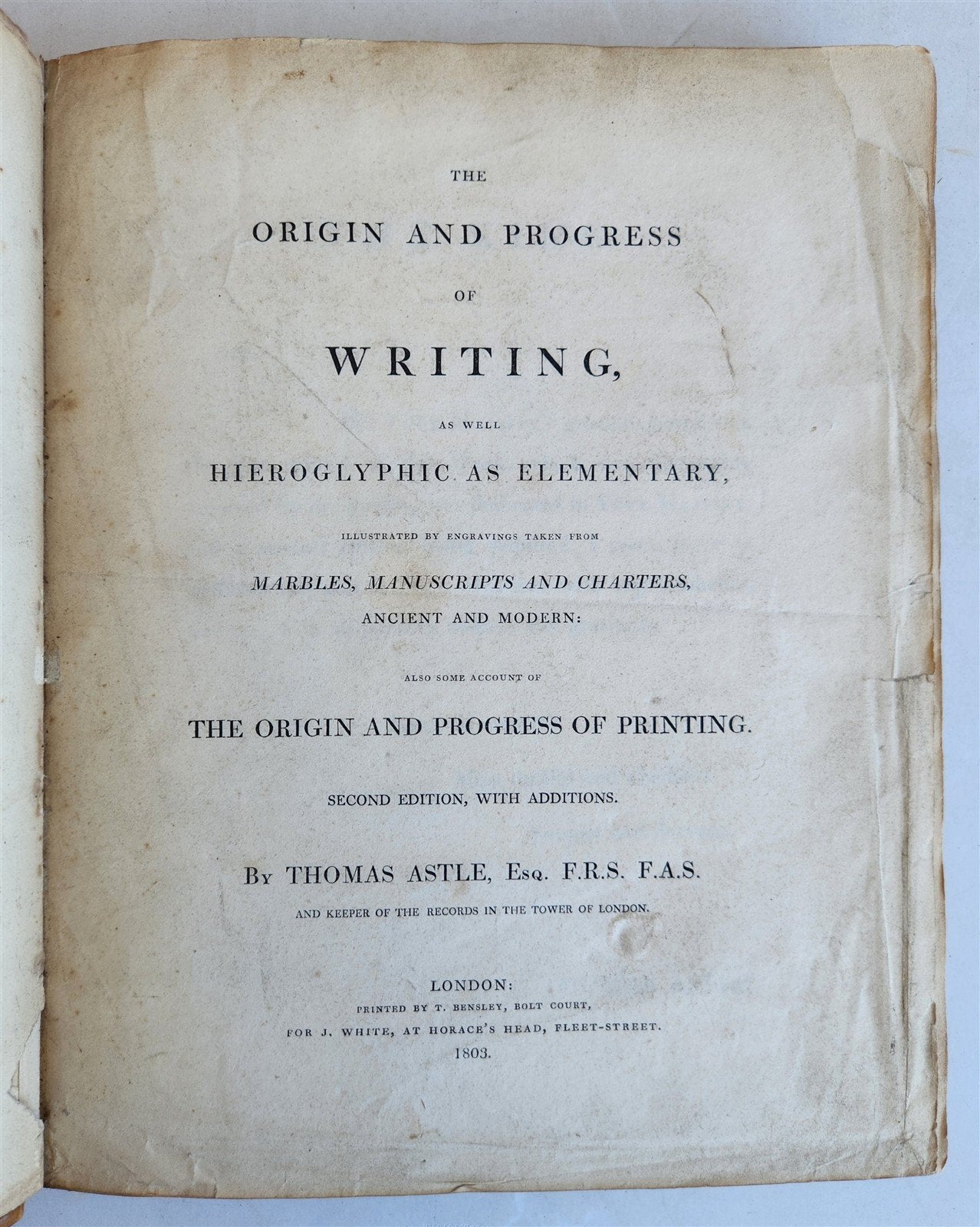 1803 Origin and Progress of Writing by THOMAS ASTLE antique ILLUSTRATED