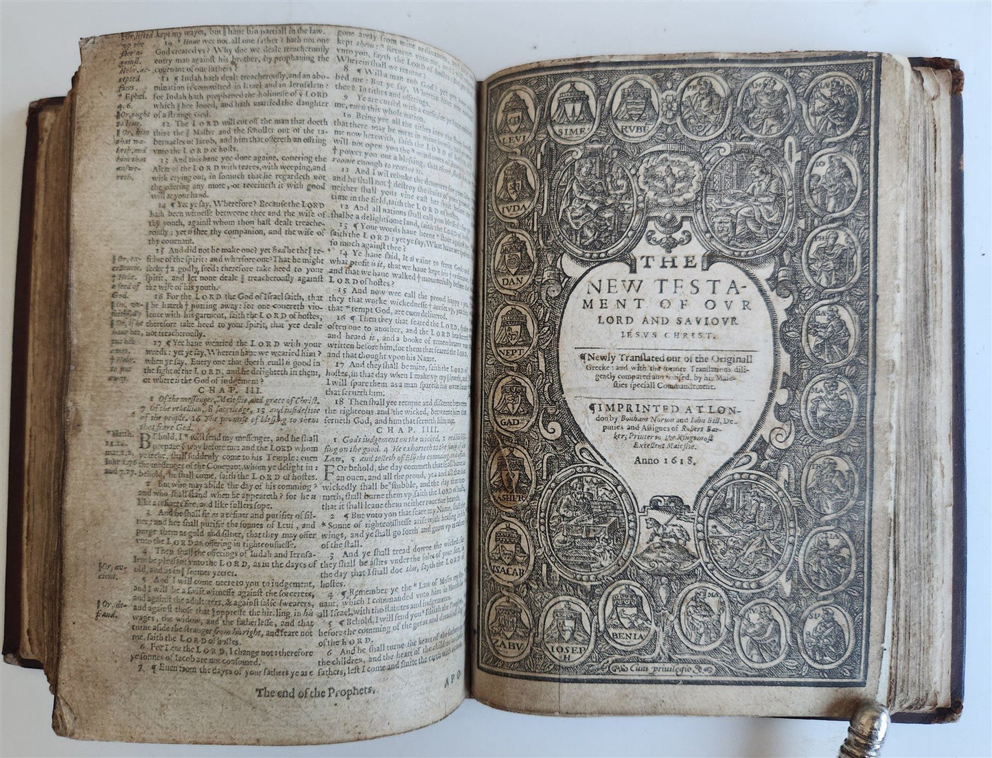 1618 BIBLE in ENGLISH antique OLD & NEW TESTAMENT by Bonham Norton and John Bill