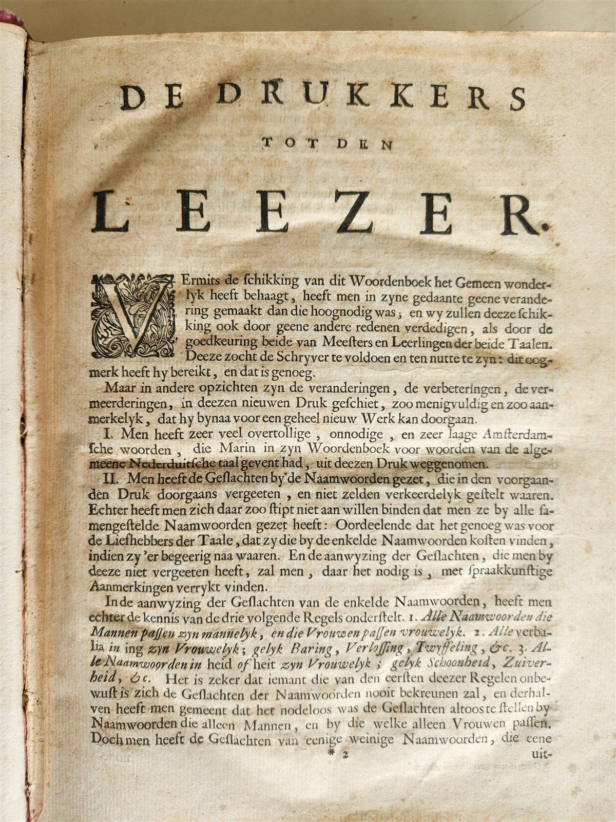 1743 DUTCH FRENCH DICTIONARY antique 2 FOLIO VOLUMES 18th CENTURY