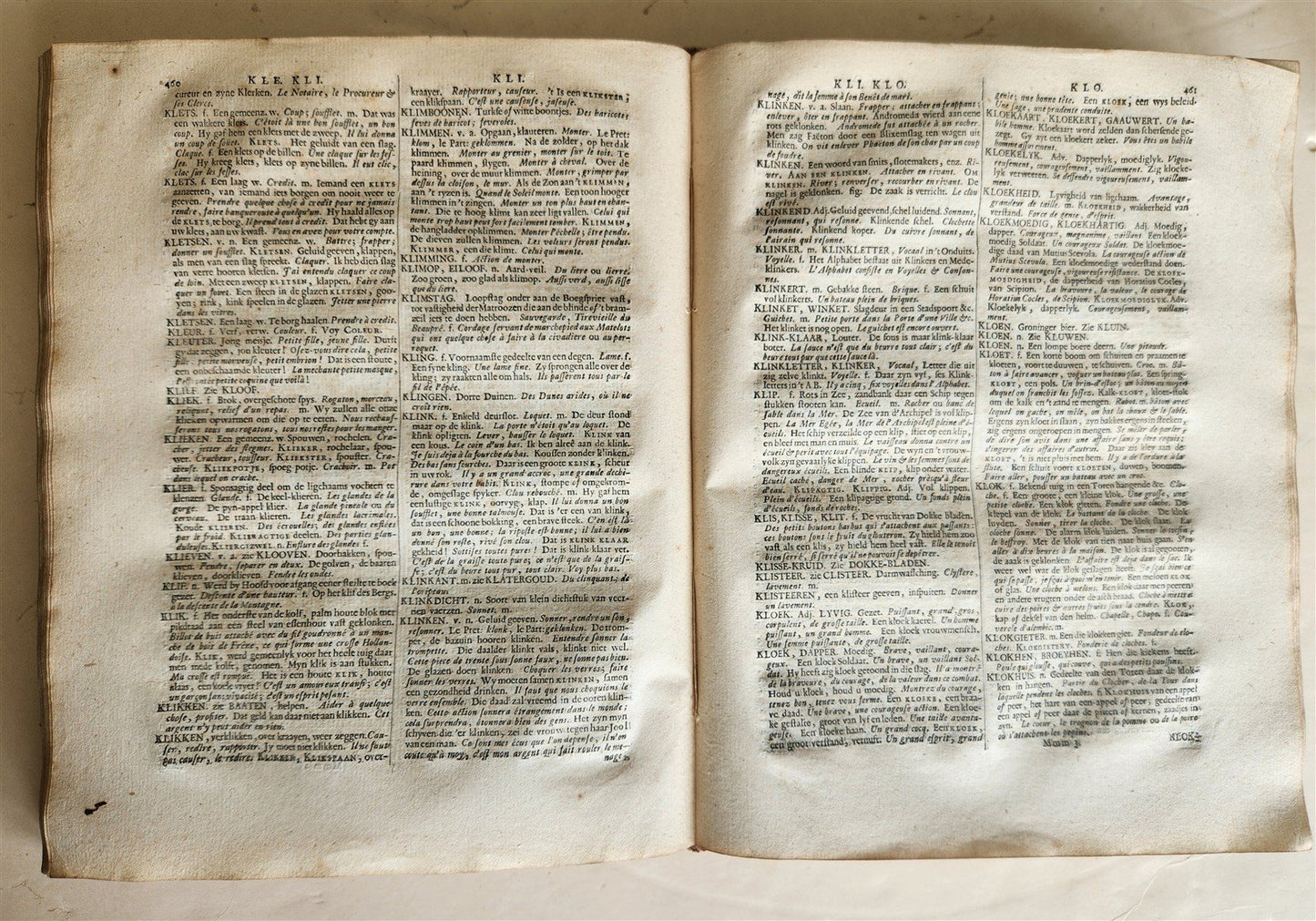 1743 DUTCH FRENCH DICTIONARY antique 2 FOLIO VOLUMES 18th CENTURY